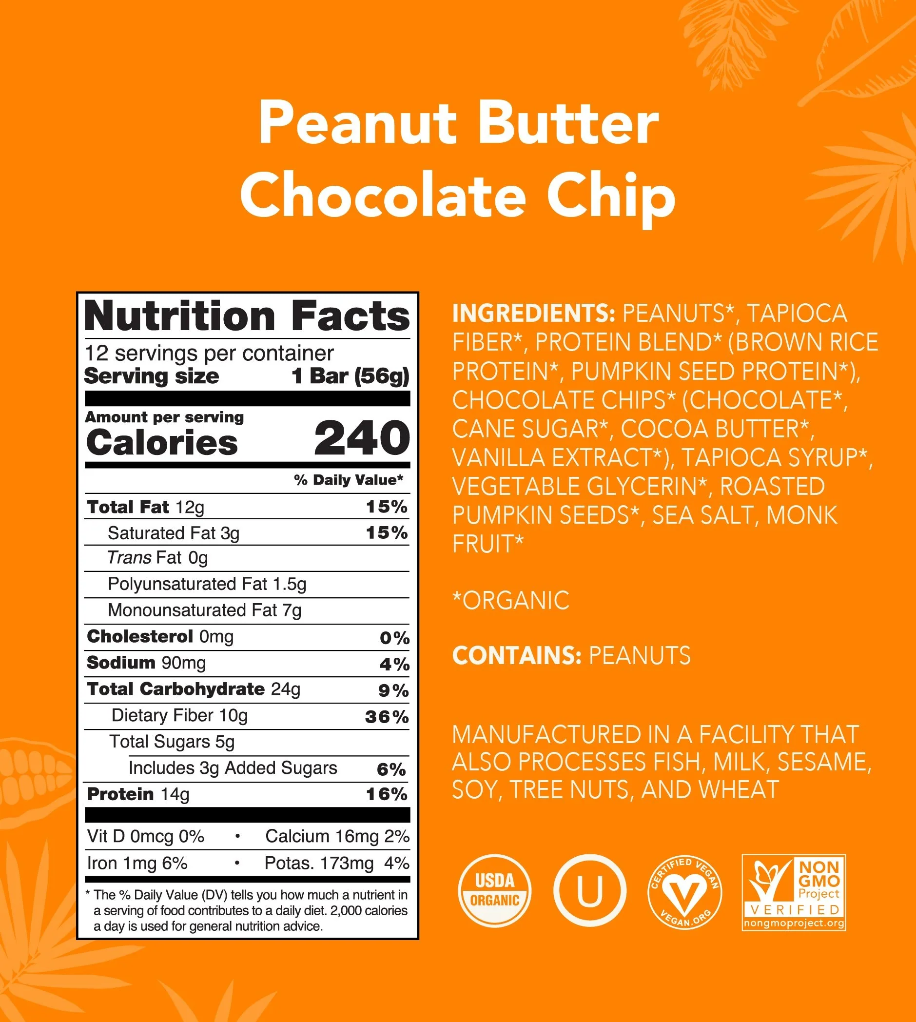 Peanut Butter Chocolate Chip Protein Bar