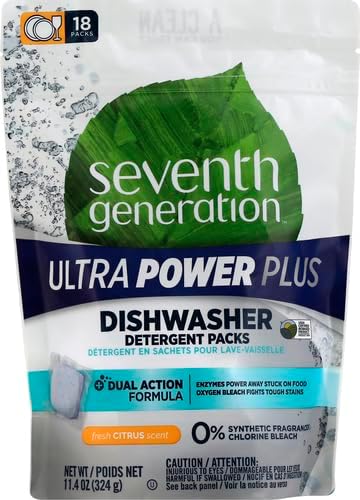 Seventh Generation Power+ Dishwasher Detergent Packs Fresh Citrus scent 1 for sparkling dishes Dishwasher tabs 70 count