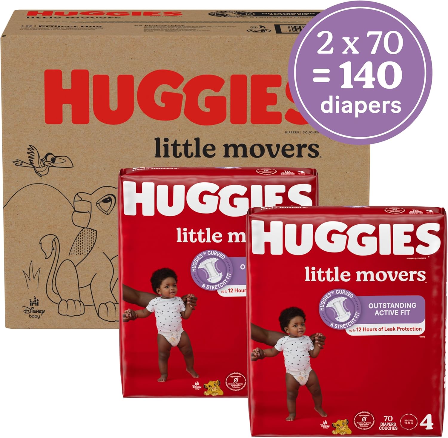 Huggies Size 5 Diapers, Little Movers Baby Diapers, Size 5 (27+ lbs), 120 Count (2 Packs of 60)