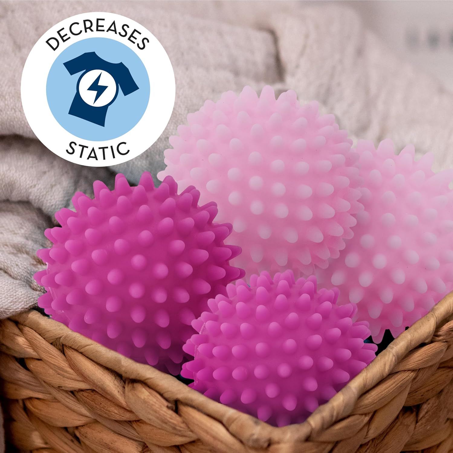 S&T INC. Reusable Dryer Balls, Fabric Softener for Laundry, Blue, 2.5 in, 6 Pack