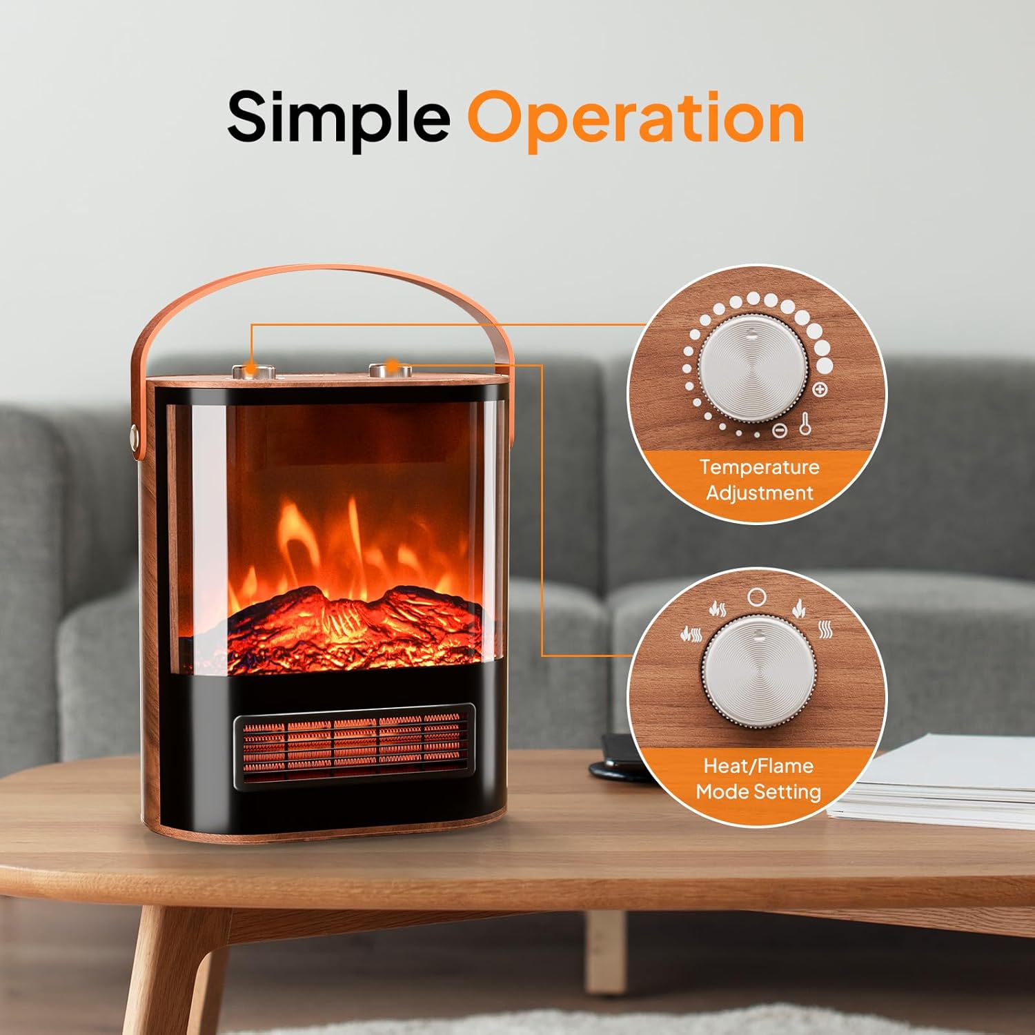 ROVSUN 1500W Electric Fireplace Stove, 22.4