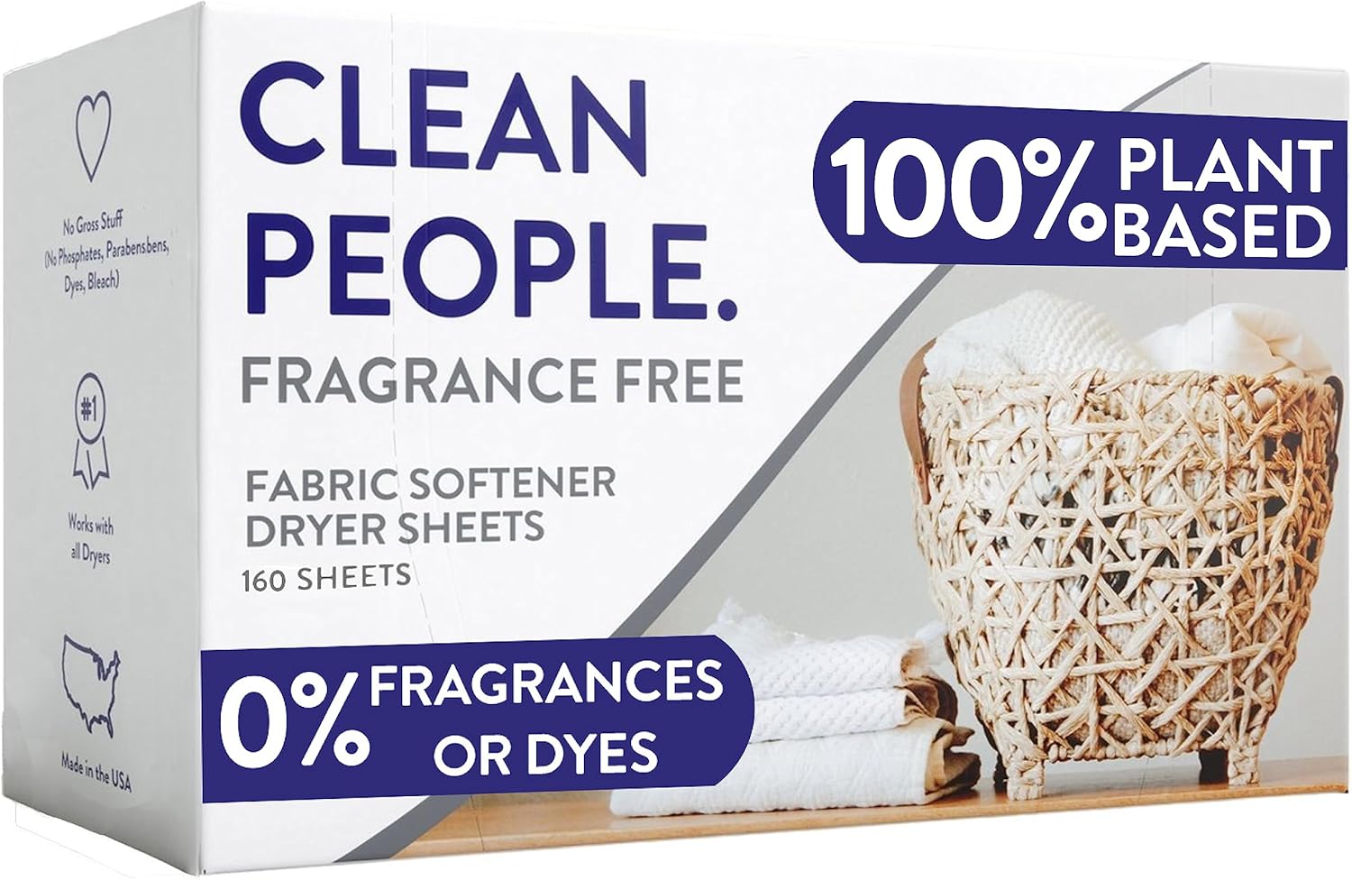 The Clean People Fabric Softener Sheets - Dryer Sheets - Softens & Removes Static Cling - Vegan Laundry Softener With Essential Oils - Fresh Scent, 120 Pack