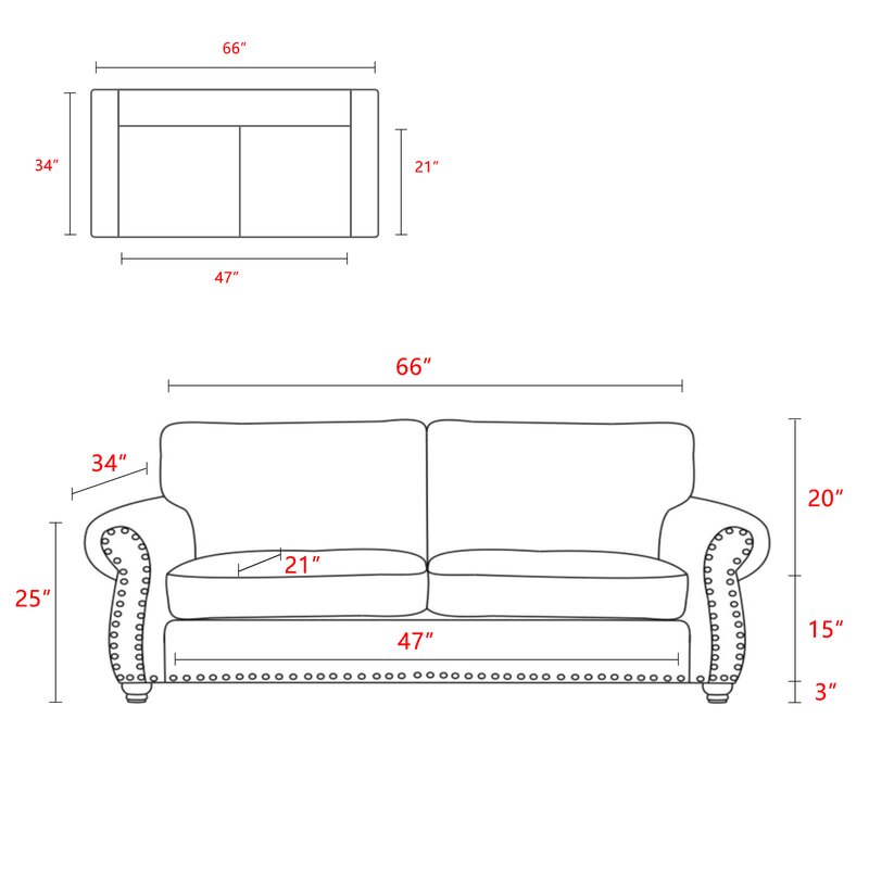 Norberto 66'' Rolled Arm Loveseat