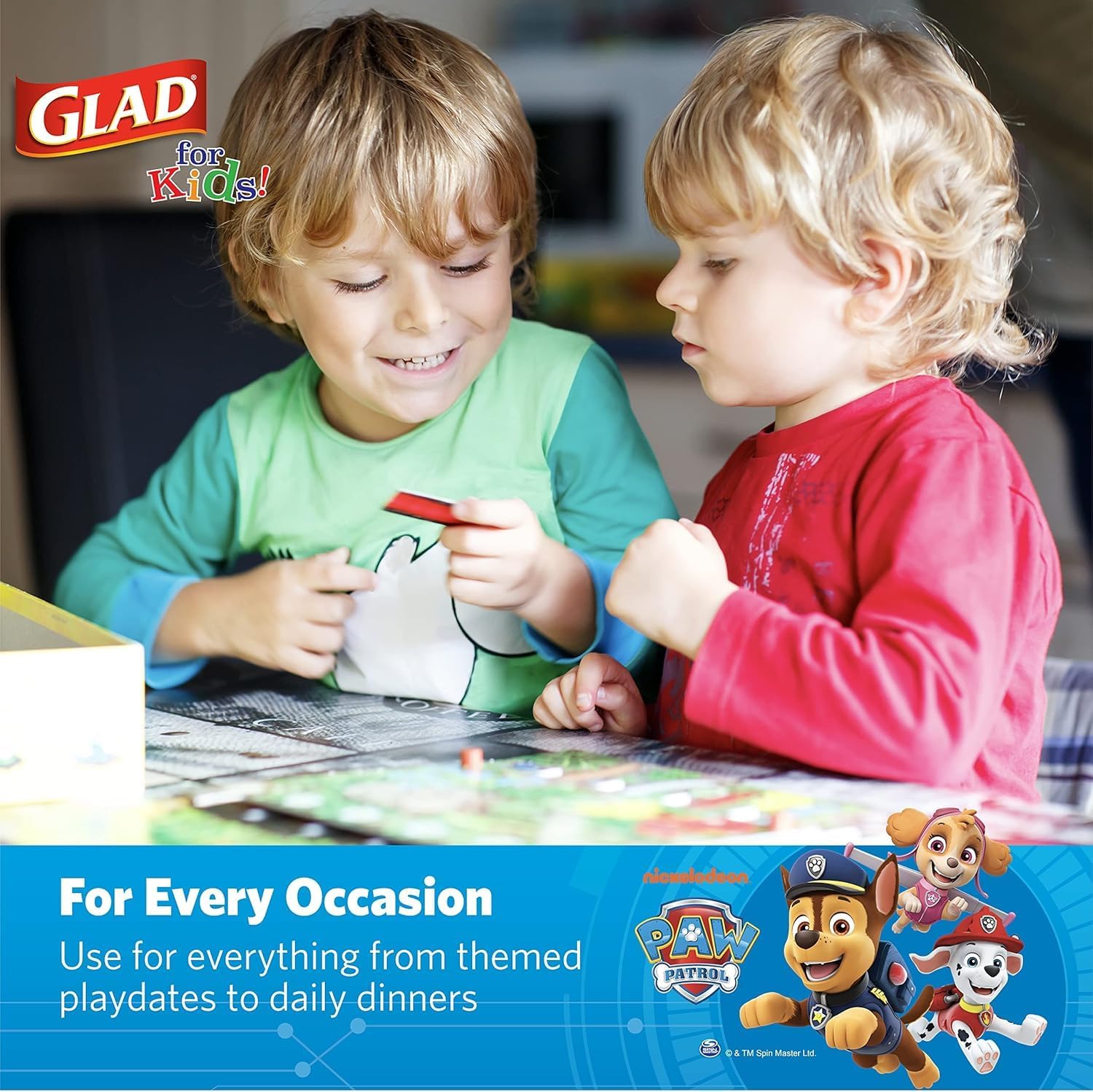 Glad for Kids Paw Patrol Emoji Disposable Paper Plates - Soak Proof, Microwave Safe Snack Plates, Kid Friendly Dinnerware for Everyday Use, 7 Inch, 20 Count