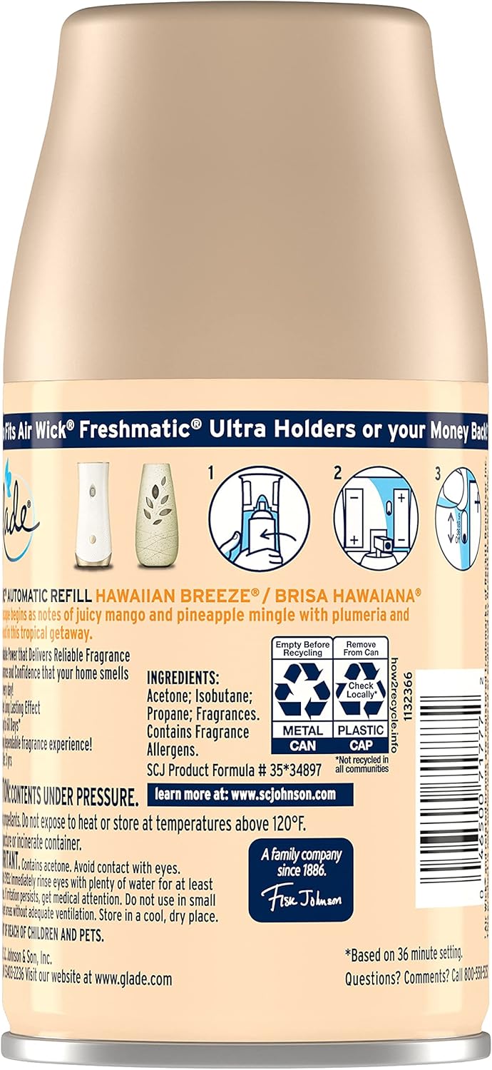 Glade Automatic Spray Refill and Holder Kit, Air Freshener for Home and Bathroom, Clean Linen, 6.2 Oz, 2 Count