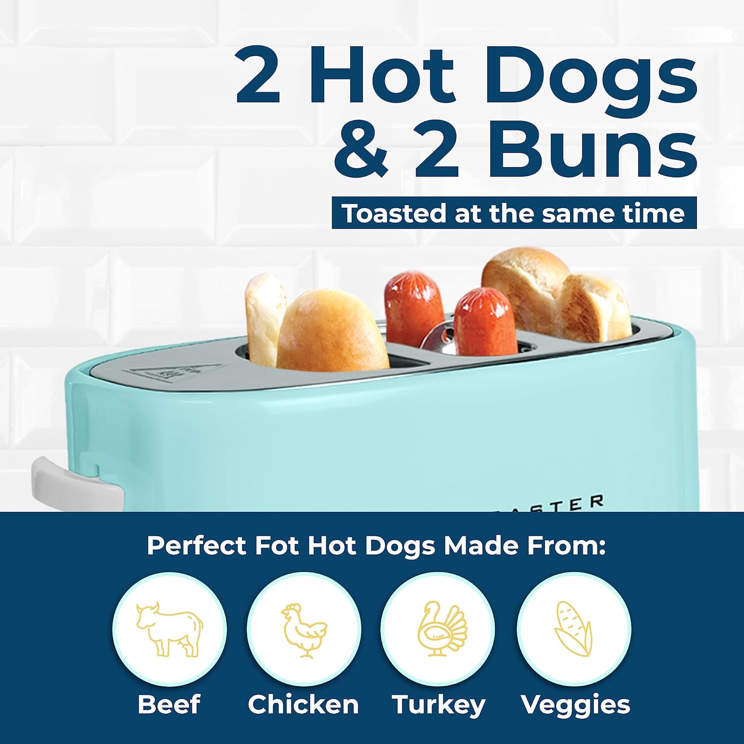 Nostalgia 2 Slot Hot Dog and Bun Toaster with Mini Tongs, Retro Toaster, Cooker that Works Chicken, Turkey, Veggie Links, Sausages Brats, Metallic Red