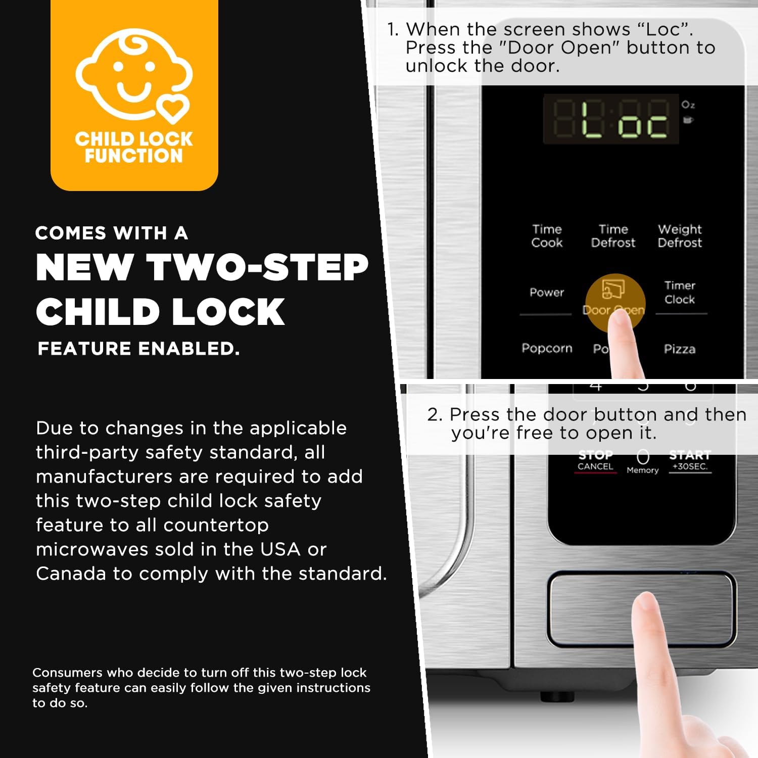 BLACK+DECKER EM720CB7 Digital Microwave Oven with Turntable Push-Button Door, Child Safety Lock, 700W, Stainless Steel, 0.7 Cu.ft