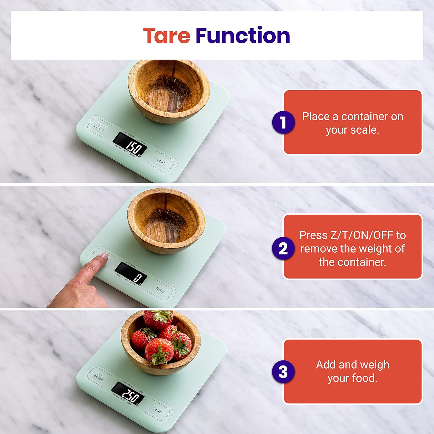 Etekcity Food Kitchen Scale, Digital Grams and Ounces for Weight Loss, Baking, Cooking, Keto and Meal Prep, LCD Display, Medium, 304 Stainless Steel