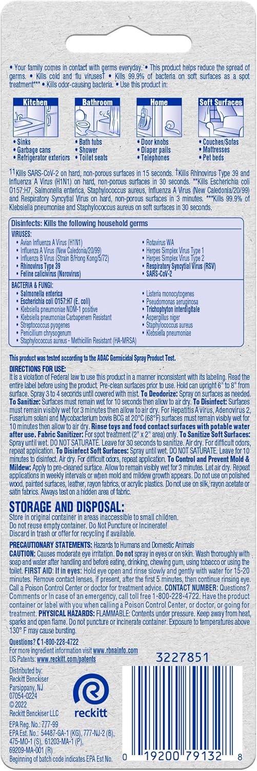 Lysol Disinfectant Spray, Sanitizing and Antibacterial Spray, For Disinfecting and Deodorizing, Lemon Breeze, 19 Fl Oz (Pack of 2), Packaging May Vary