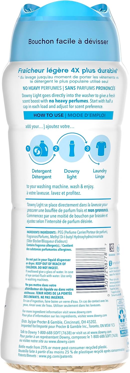 Downy Light In Wash Scent Booster Beads, Ocean Mist Scent, 24 oz, Downy Scent Booster Beads, Laundry Beads, No Heavy Perfumes