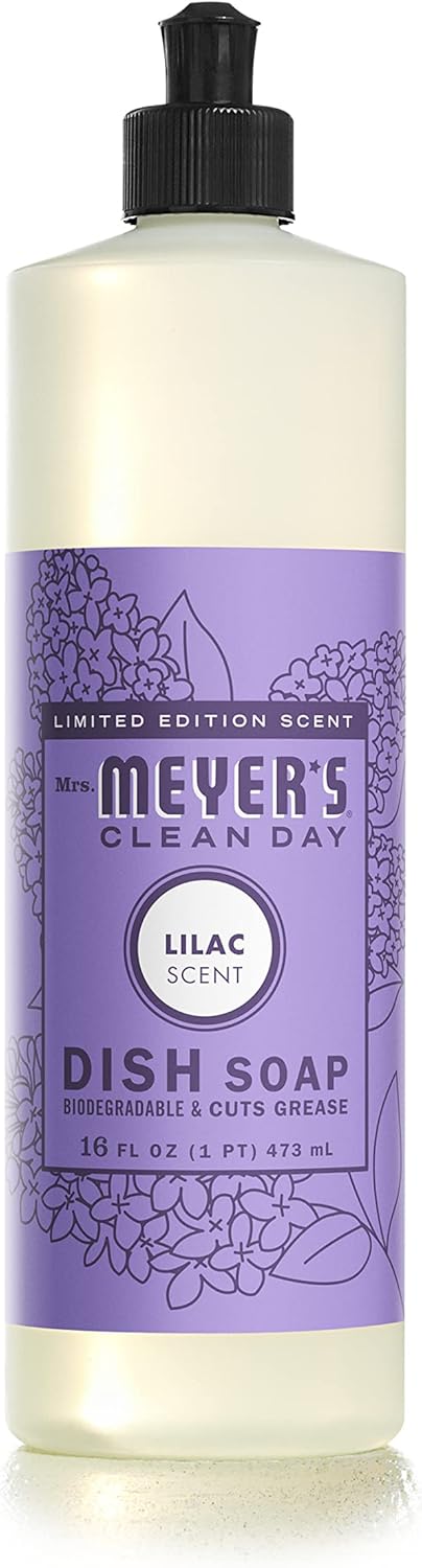 MRS. MEYER'S CLEAN DAY Liquid Dish Soap, Biodegradable Formula, Basil, 16 fl. oz - Pack of 3