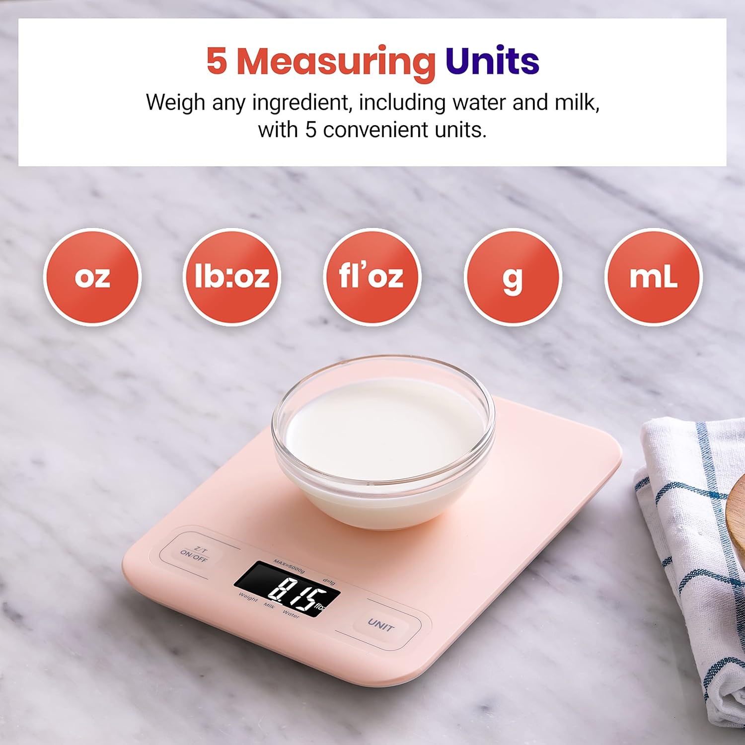 Etekcity Food Kitchen Scale, Digital Grams and Ounces for Weight Loss, Baking, Cooking, Keto and Meal Prep, LCD Display, Medium, 304 Stainless Steel