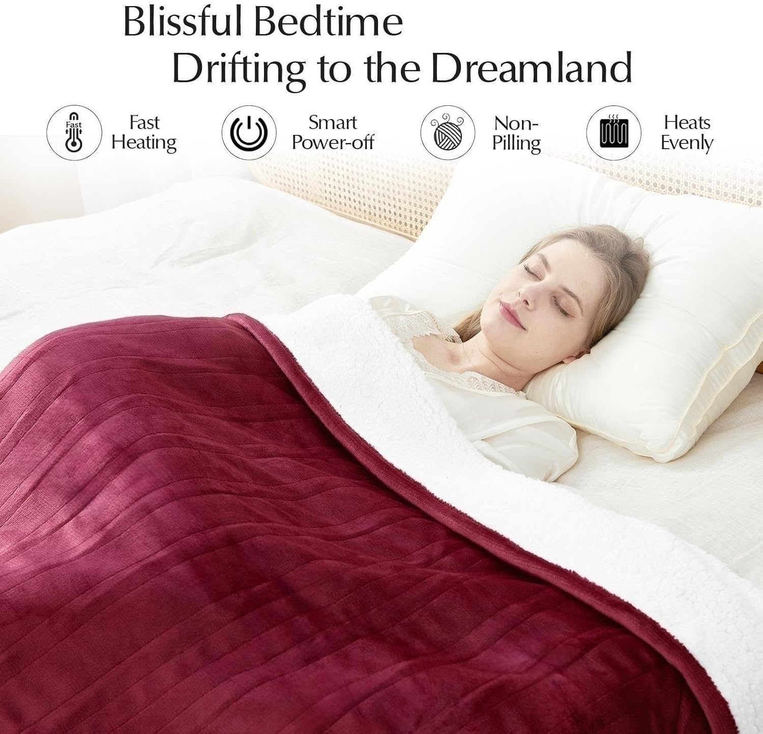 Heated Blanket Throw Size, Soft and Cozy Electric Heating Blanket for Bed, Automatic Safety System 6 Heating Levels & 4 Hours Auto-Off, 50