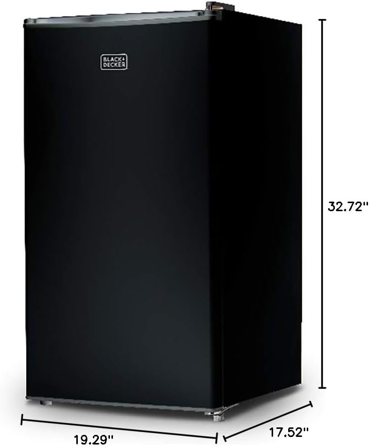 BLACK+DECKER BCRK17B Compact Refrigerator Energy Star Single Door Mini Fridge with Freezer, 1.7 Cubic Feet, Black