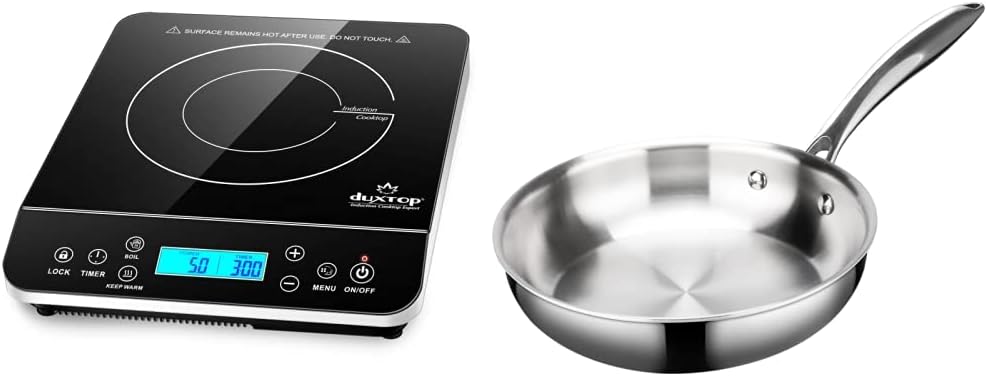 Duxtop Portable Induction Cooktop, Countertop Burner Induction Hot Plate with LCD Sensor Touch 1800 Watts, Silver 9600LS/BT-200DZ