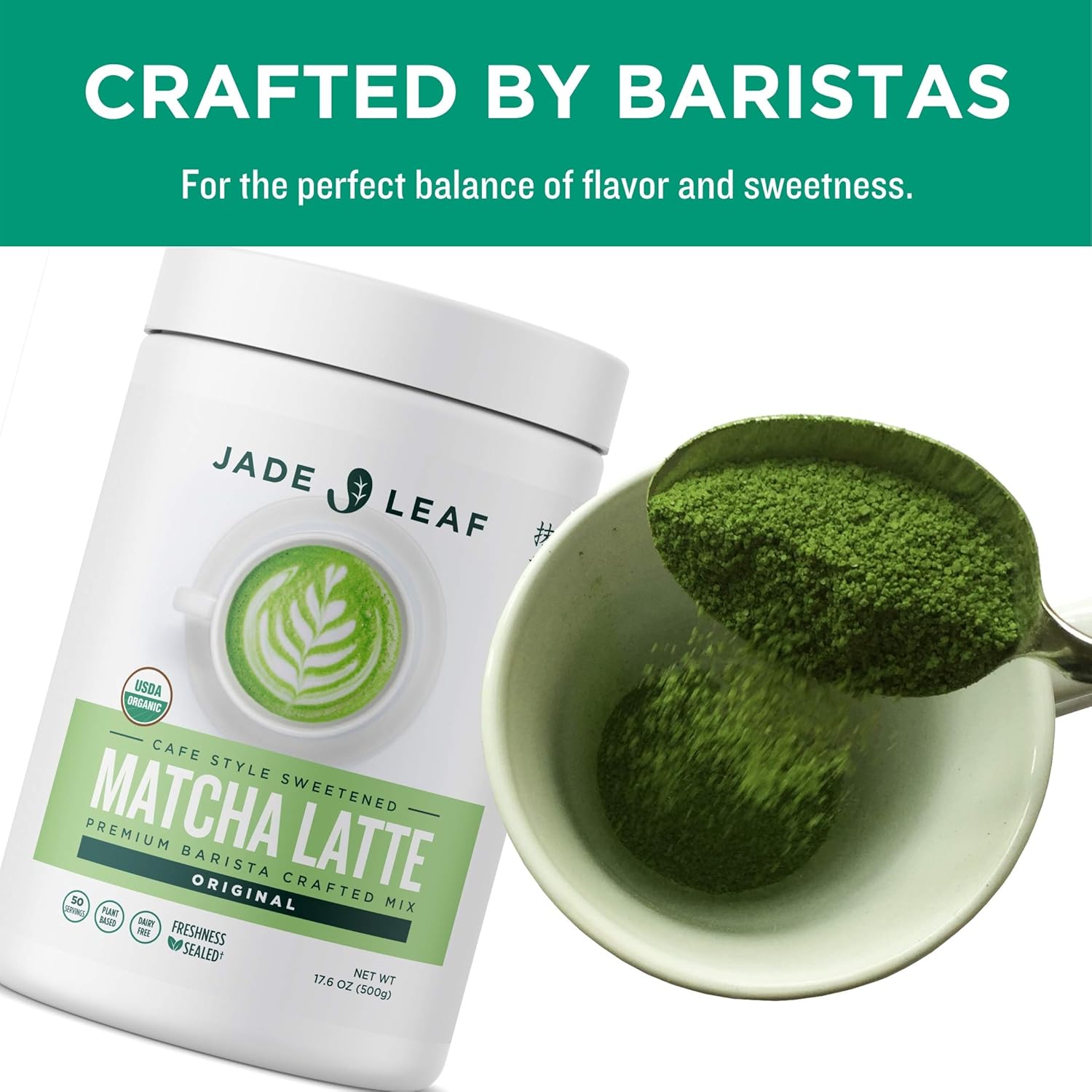 Jade Leaf Matcha Organic Café Style Sweetened Matcha Latte Premium Barista Crafted Mix - Original - Authentically Japanese (5.3 Ounce Pouch)