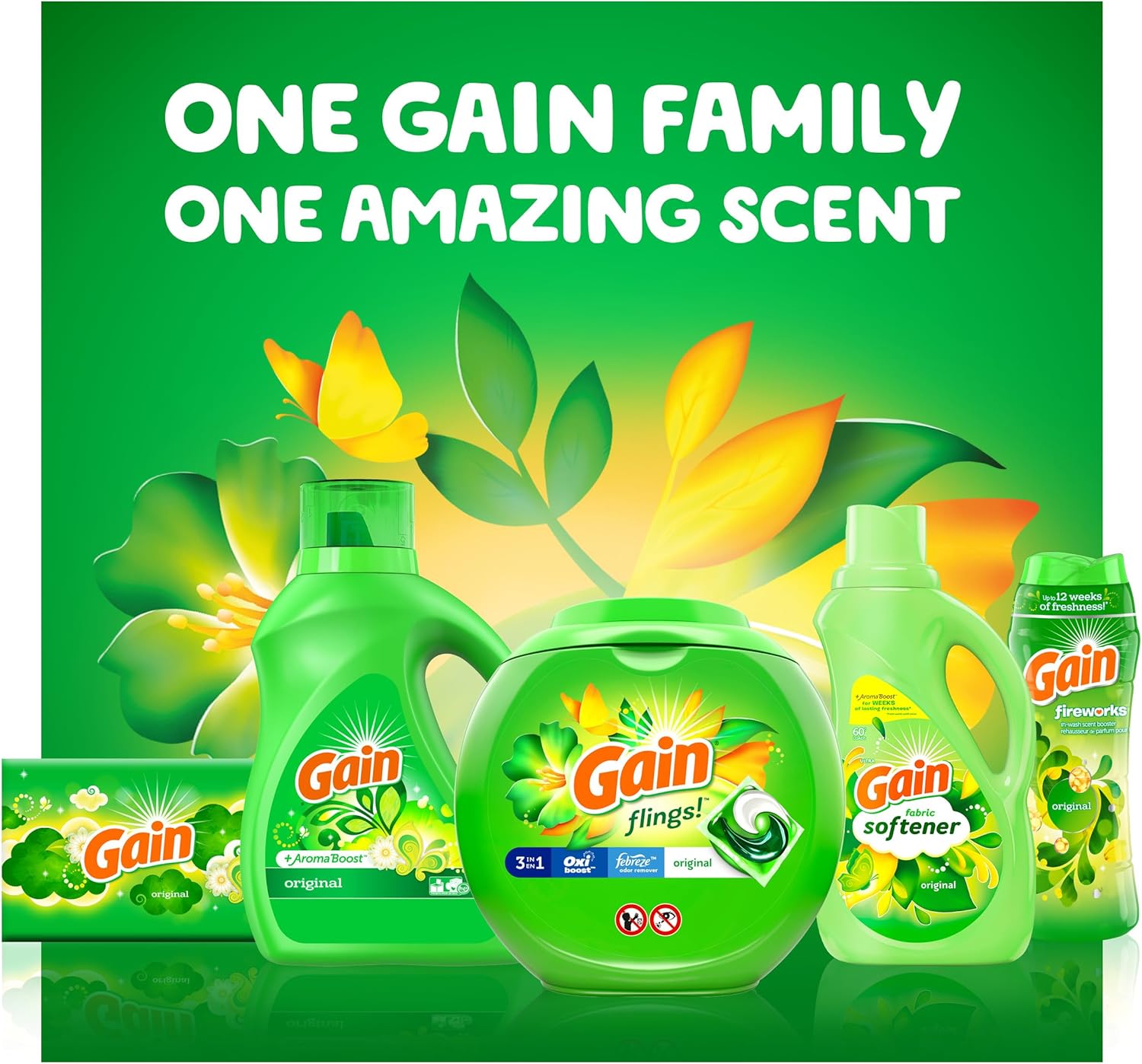 Gain + Aroma Boost Laundry Detergent Liquid, Original Scent, 107 Loads, 154 fl oz, HE Compatible Laundry Soap with Febreze and Oxi