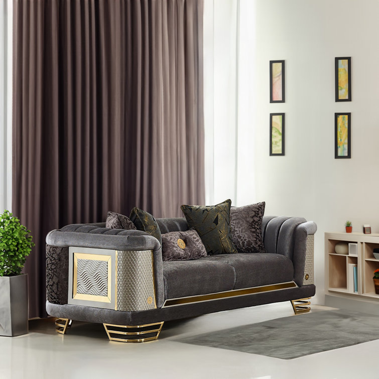 Ratni 4 - Piece Velvet Living Room Set