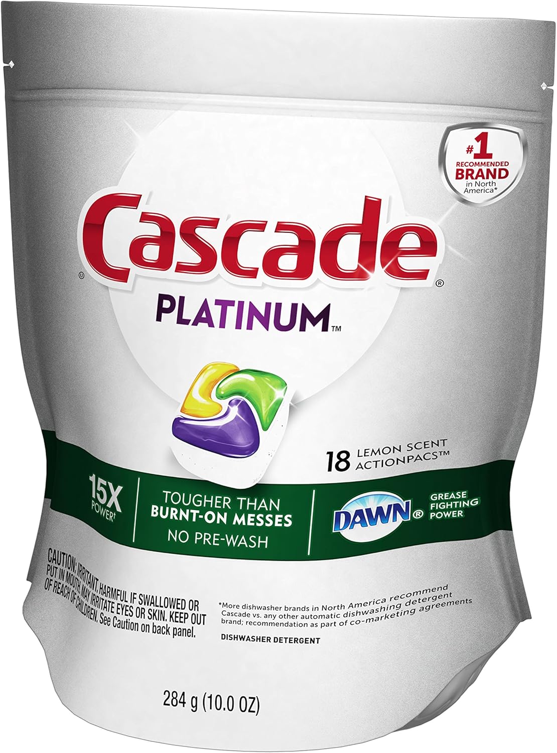 Cascade Platinum Dishwasher Pods, Detergent, Soap Pods, Actionpacs with Dishwasher Cleaner and Deodorizer Action, Fresh, 62 Count