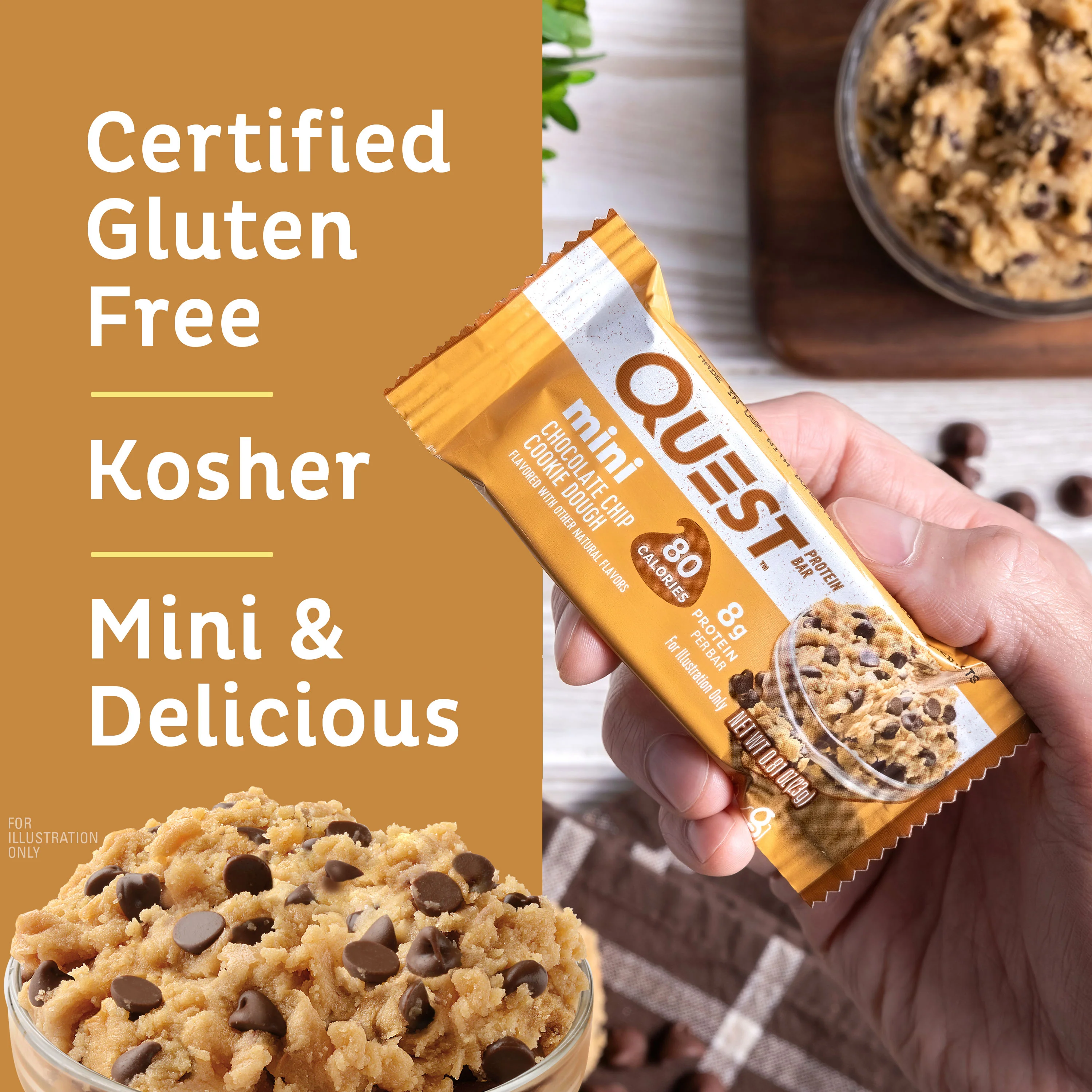Mini Chocolate Chip Cookie Dough Protein Bars