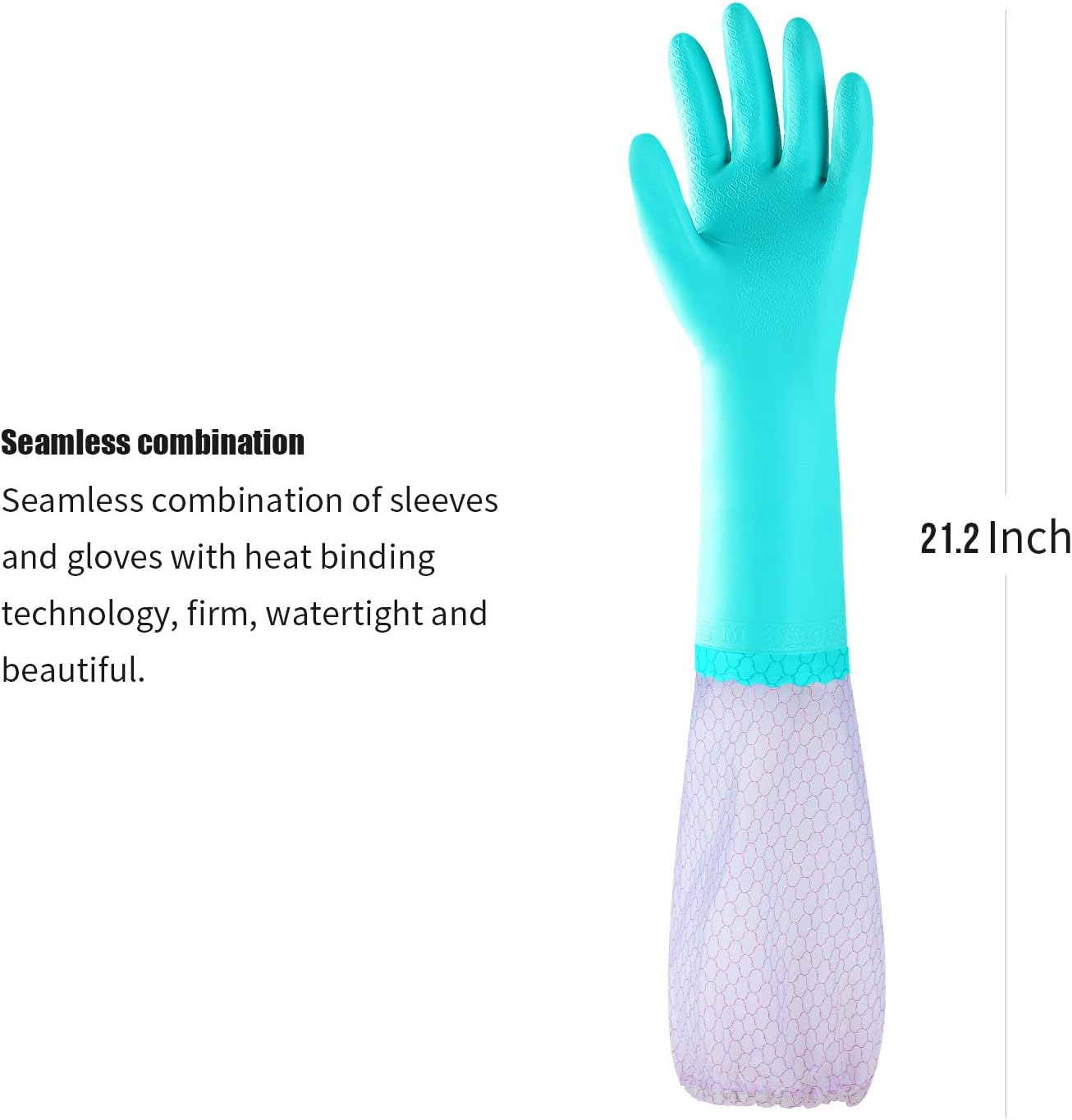 Elgood Reusable Dishwashing Cleaning Gloves with Latex free, Cotton lining,Kitchen Gloves 2 Pairs,Purple+blue Medium