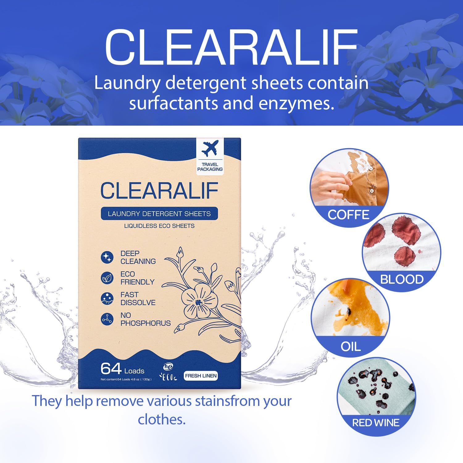 CLEARALIF Laundry Detergent Sheets Up to 160 Loads, Fresh Linen - Great For Travel,Apartments, Dorms,Laundry Detergent Strips Eco Friendly & Hypoallergenic