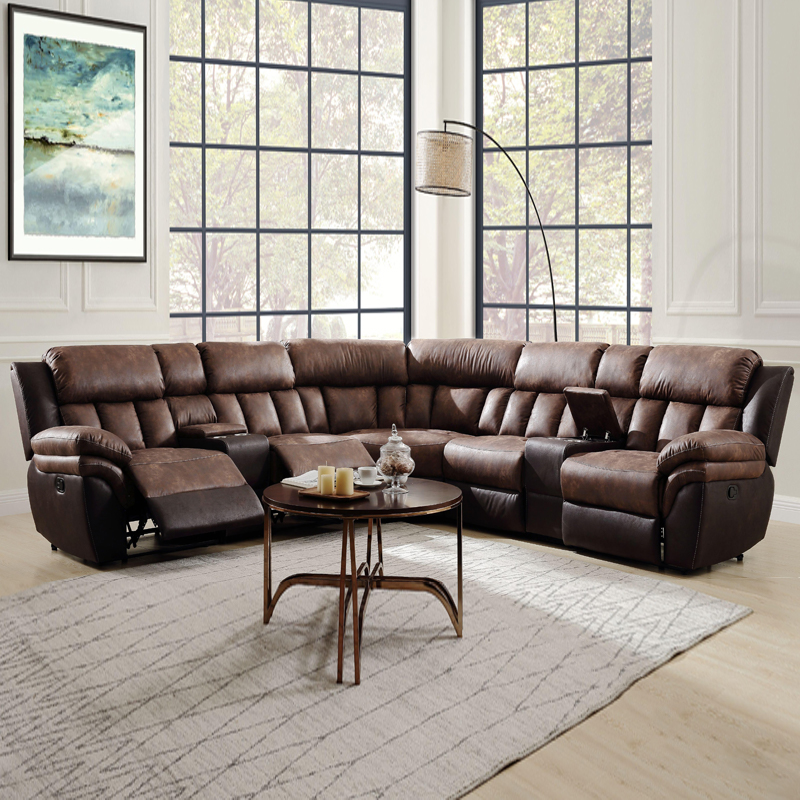Jaylen Toffee & Espresso Polished  Sectional Sofa (Motion)