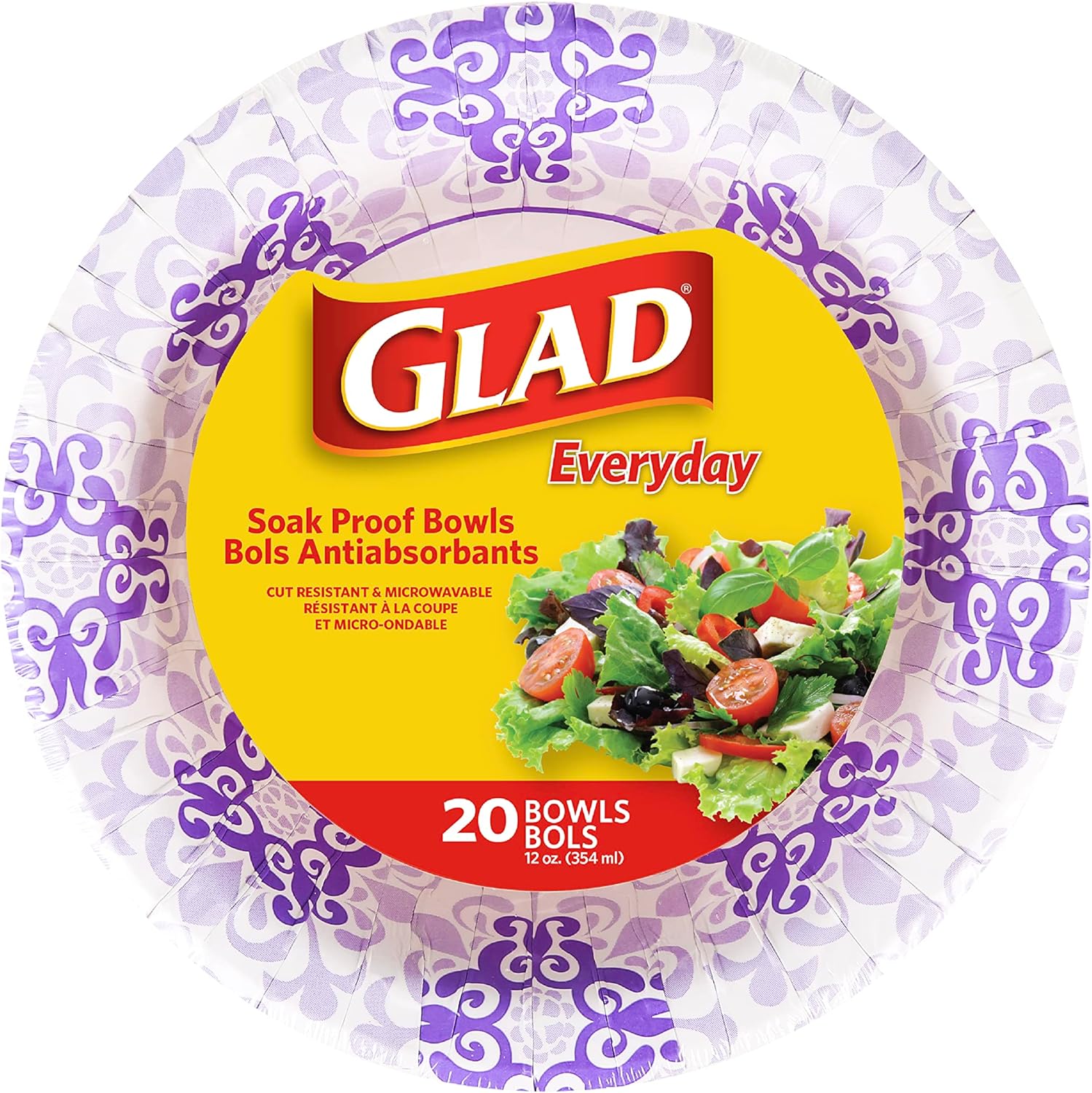 Glad Square Disposable Paper Plates for All Occasions | Soak Proof, Cut Proof, Microwaveable Heavy Duty Disposable Plates | 8.5
