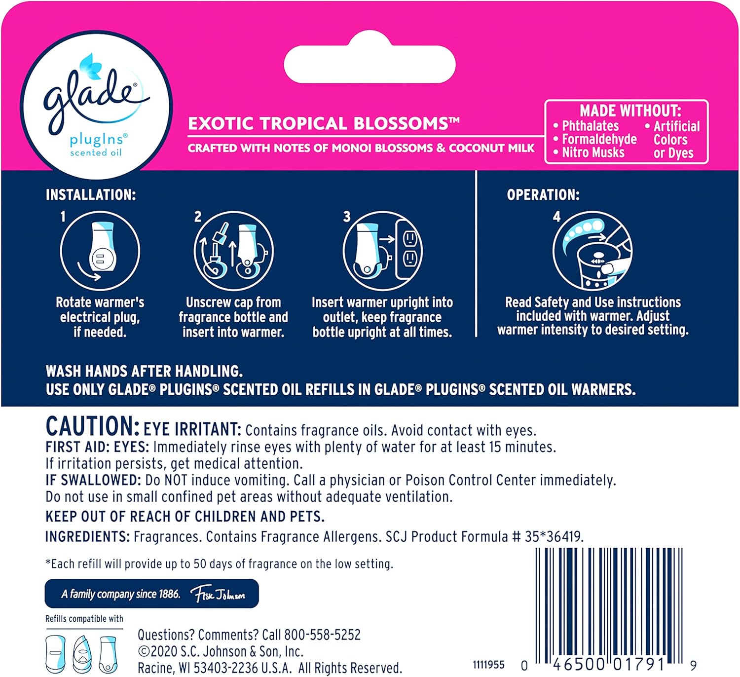 Glade PlugIns Refills Air Freshener, Scented and Essential Oils for Home and Bathroom, Apple Cinnamon, 3.35 Fl Oz, 5 Count