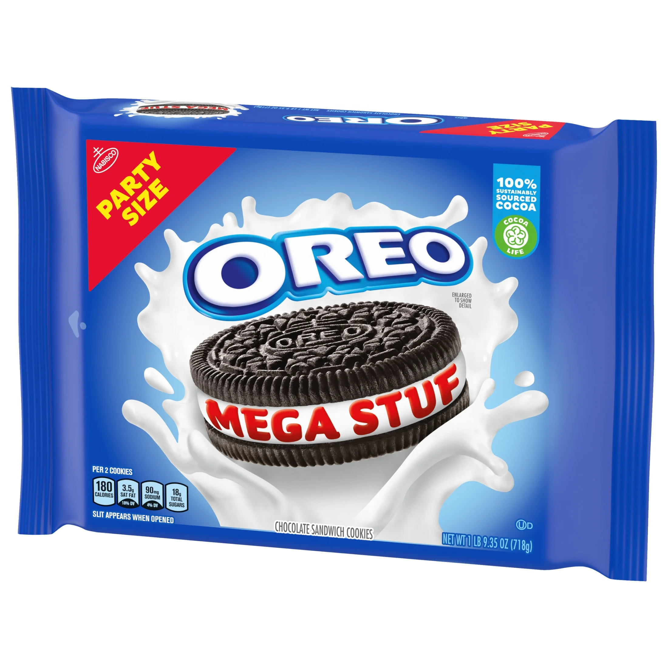 (3 pack) OREO Mega Stuf Chocolate Sandwich Cookies, Party Size, 1 lb 9.35 oz