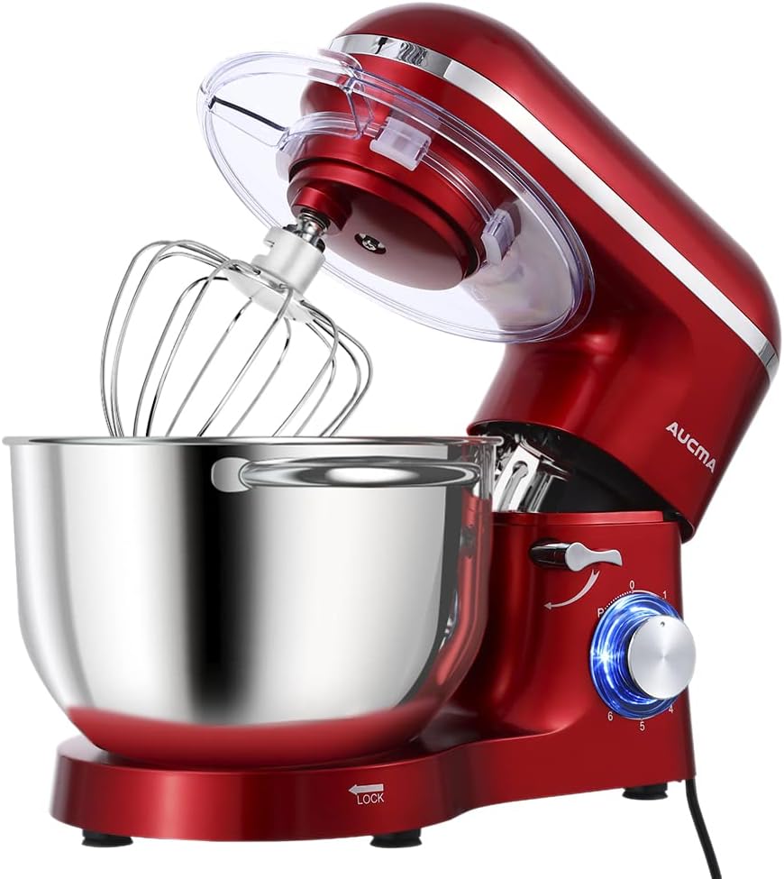 Aucma Stand Mixer,6.5-QT 660W 6-Speed Tilt-Head Food Mixer, Kitchen Electric Mixer with Dough Hook, Wire Whip & Beater (6.5QT, Black)