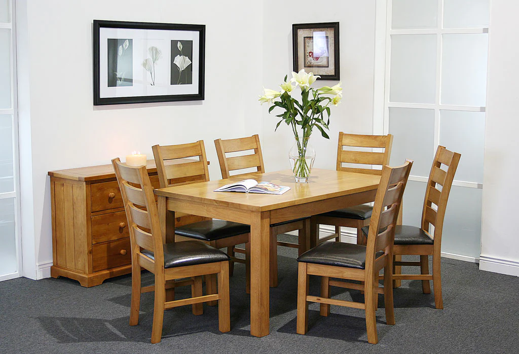 Columbia Light Oak Dining Table and Chairs