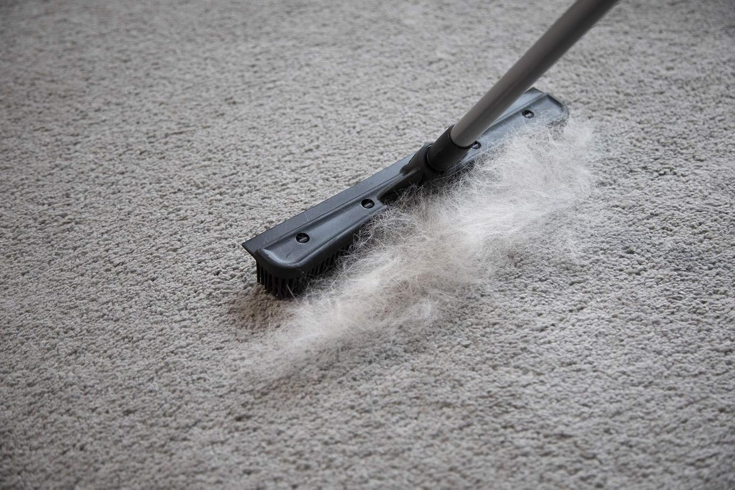 FURemover Original Indoor Pet Hair Rubber Broom with Carpet Rake and Squeegee, Black and Yellow