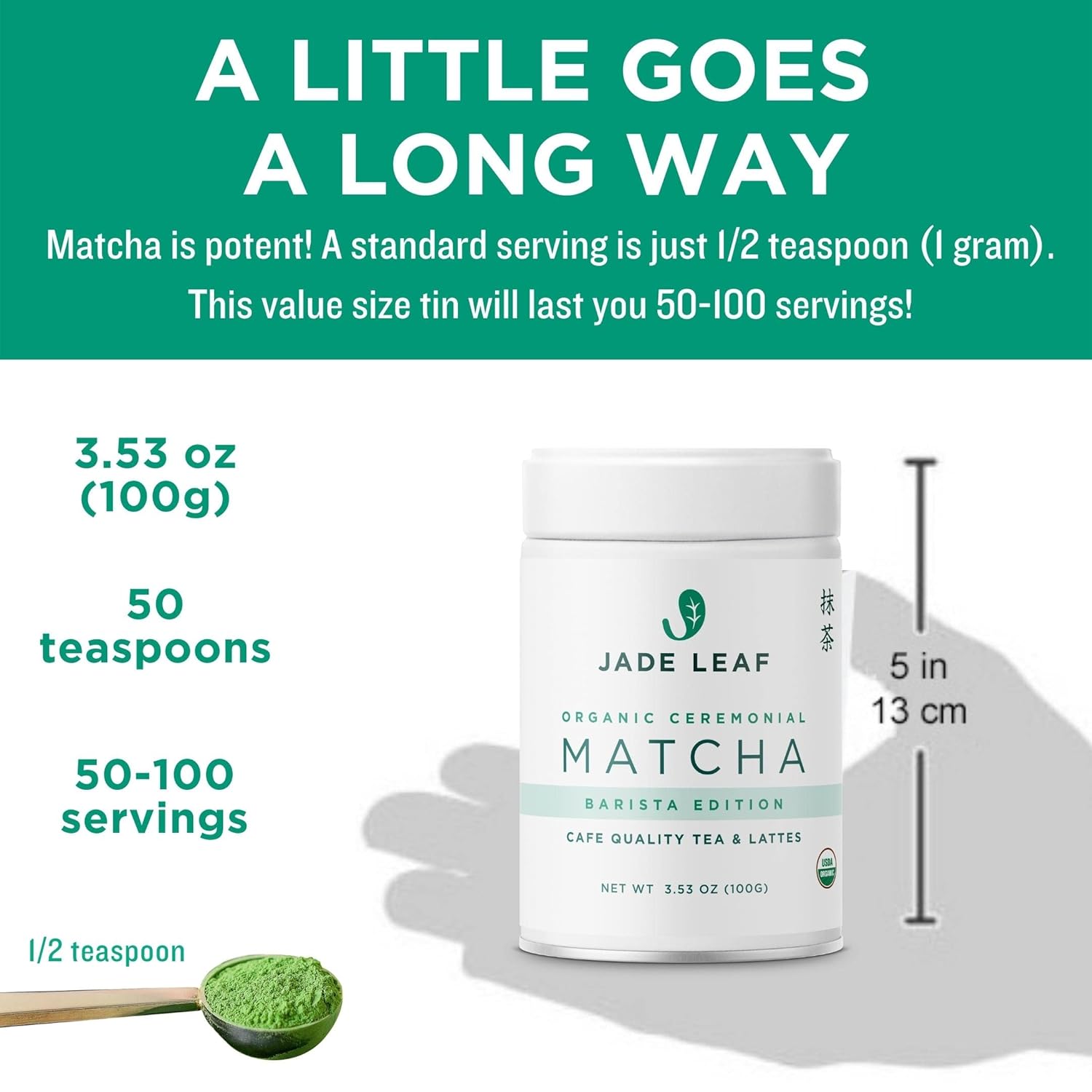 Jade Leaf Matcha Organic Green Tea Powder - Culinary Grade Premium Second Harvest - Authentic Japanese Origin (1.06 Ounce Pouch)