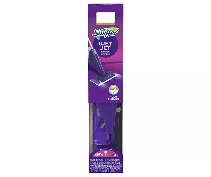 Swiffer WetJet Mop Starter Kit (1 Spray Mop, 5 Mopping Pads, 1 Floor Cleaner Liquid Solution)
