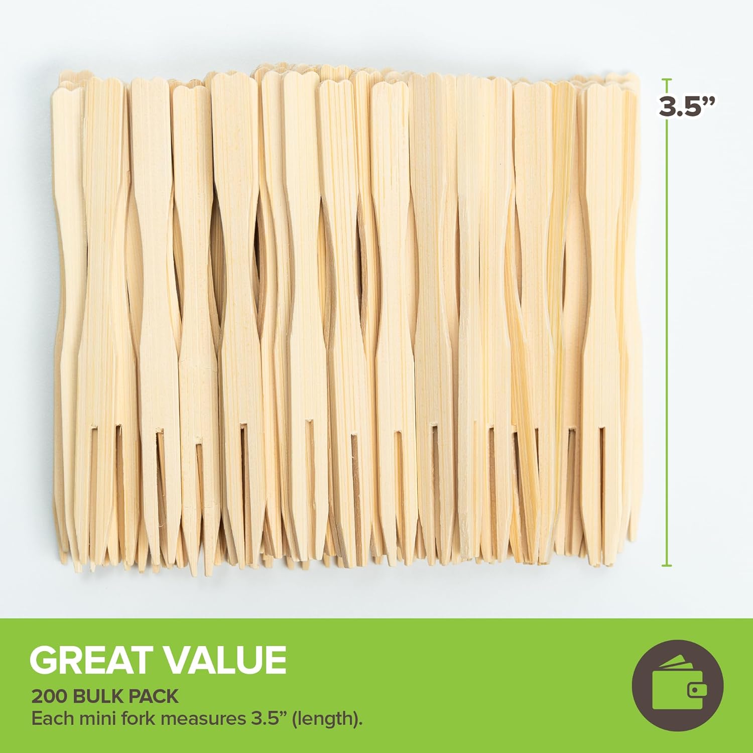200 Bamboo Appetizer Forks, 3.5