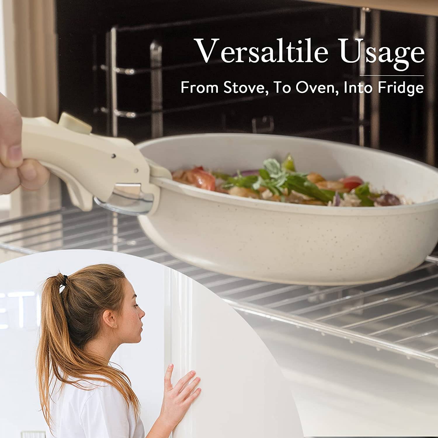 11pcs Pots and Pans Set, Nonstick Cookware Set Detachable Handle, Induction Kitchen Cookware Sets Non Stick with Removable Handle, RV Cookware Set, Oven Safe