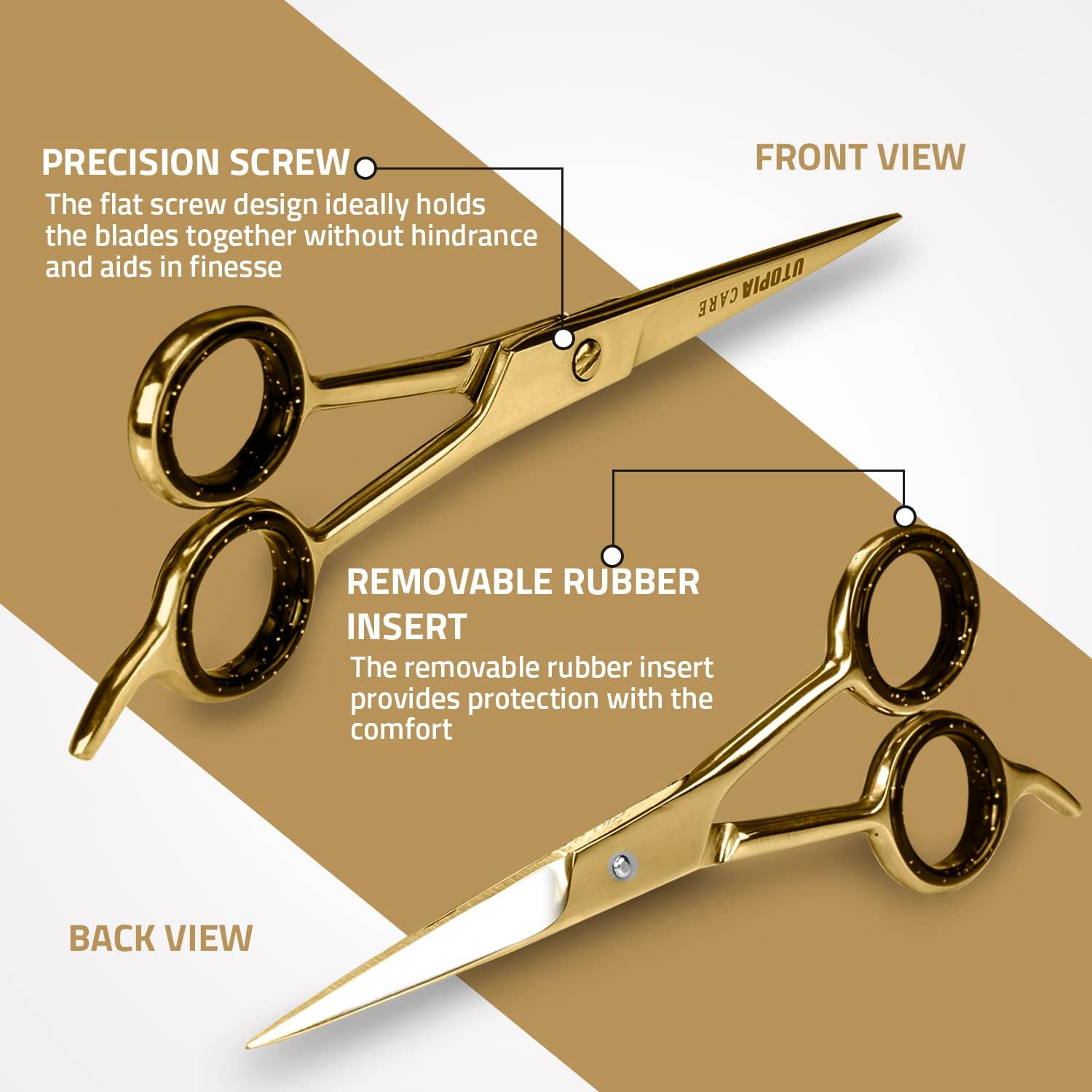 Utopia Care Hair Cutting and Hairdressing Scissors 6.5 Inch, Premium Stainless Steel shears with smooth Razor & Sharp Edge Blades, for Salons, Men & Women, Kids, Adults, & Pets - Silver