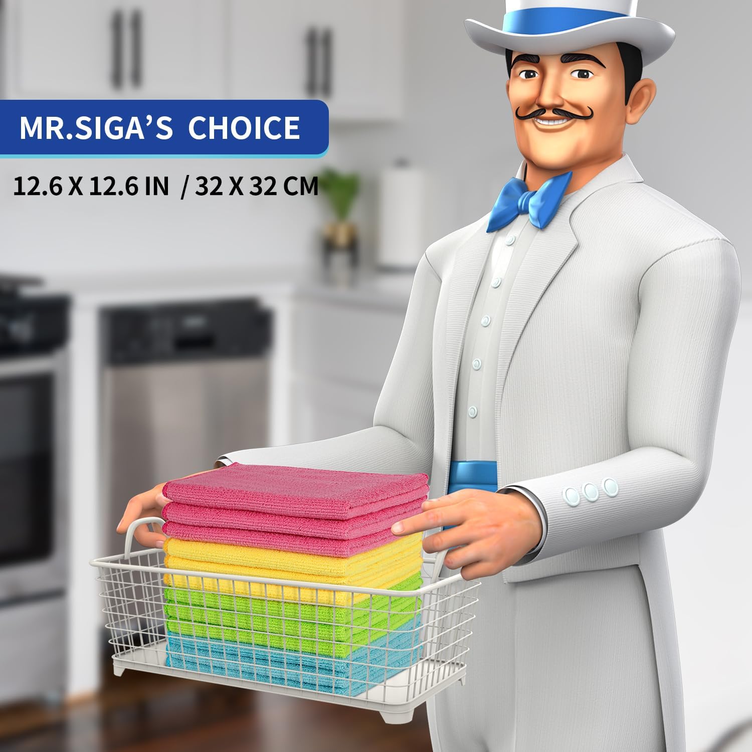 MR.SIGA Microfiber Cleaning Cloth,Pack of 12,Size:12.6