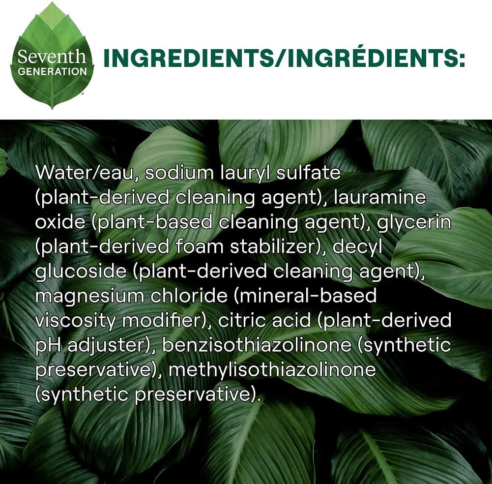 Seventh Generation Dish Soap Liquid, Fragrance Free, 19 oz, Pack of 6