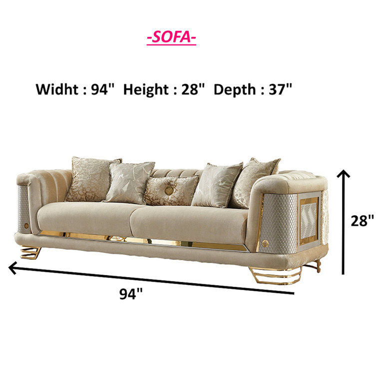 Ratni 4 - Piece Velvet Living Room Set