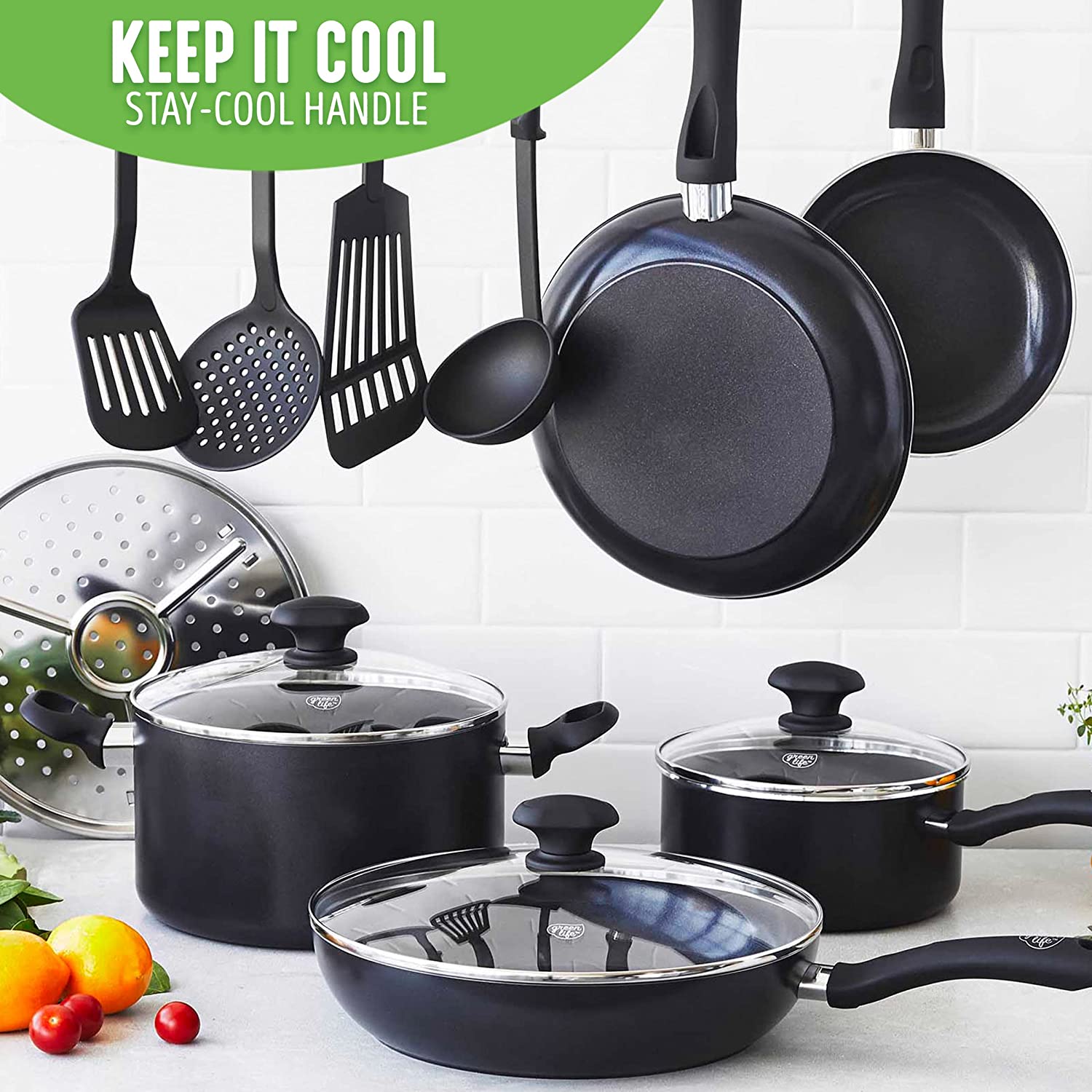 Ceramic non-stick 12-piece pan set