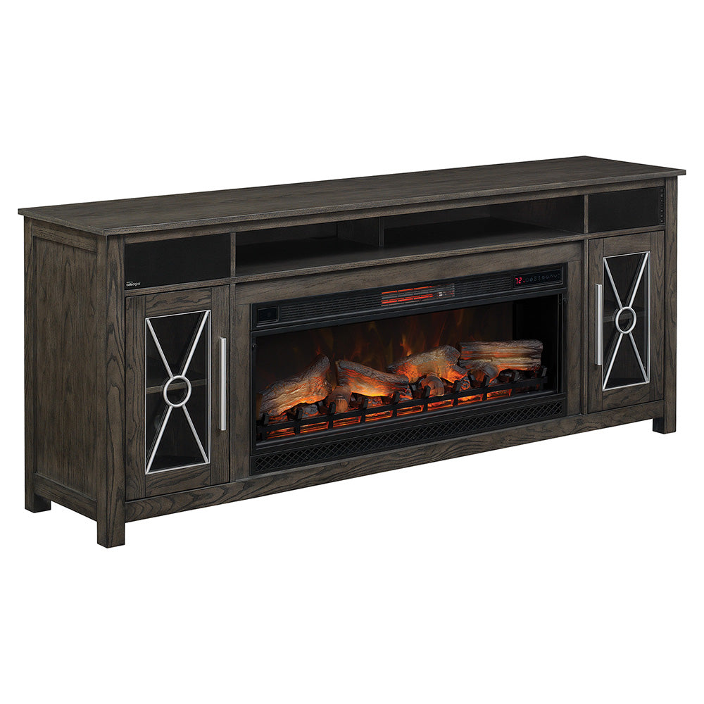 Heathrow 76-in Electric Fireplace TV Stand with Speakers in Tifton Oak