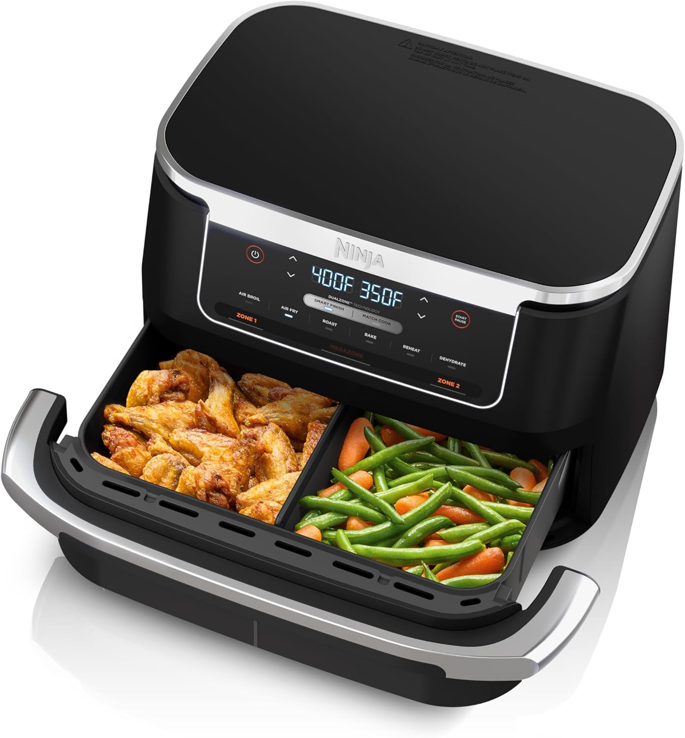 Ninja Air Fryer, Thermometer, Roast, Bake, Air Fry, Crisps, Broil, Reheats, Keep Warm, 10-in-1, Fries, Frozen Food, Veggies, and Meat, Quick Meals, Healthy Meals, Less Oil, 10 QT, Grey, DZ550