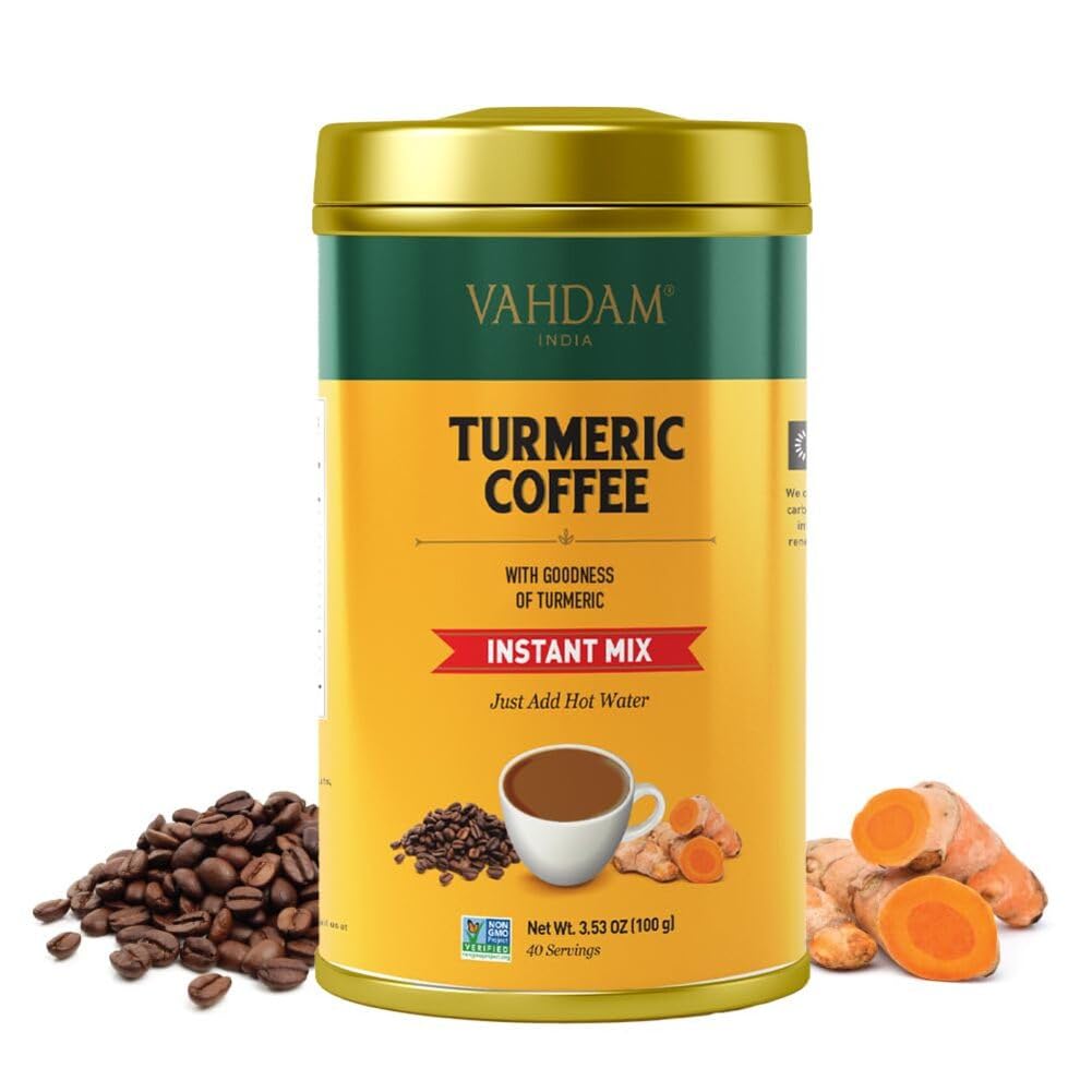 VAHDAM, Organic Turmeric Ginger Herbal Tea Bags (100 Pyramid Tea Bags) Caffeine Free, Non GMO, Gluten Free | 100% Pure Herbal Blend - Savory & Spicy | Plant-Based Tea Bags | Resealable Ziplock Pouch