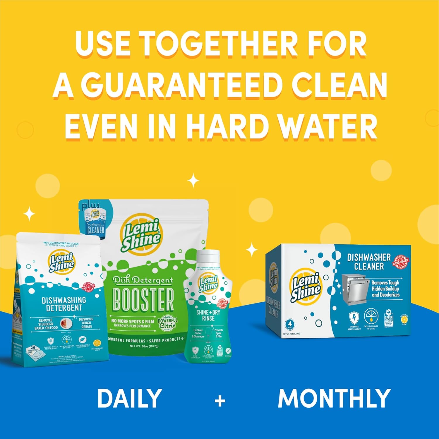 Lemi Shine Dish Detergent Booster, Hard Water Stain Remover, Multi-Use Citric Acid Cleaner (1.5 Pound (Pack of 2))