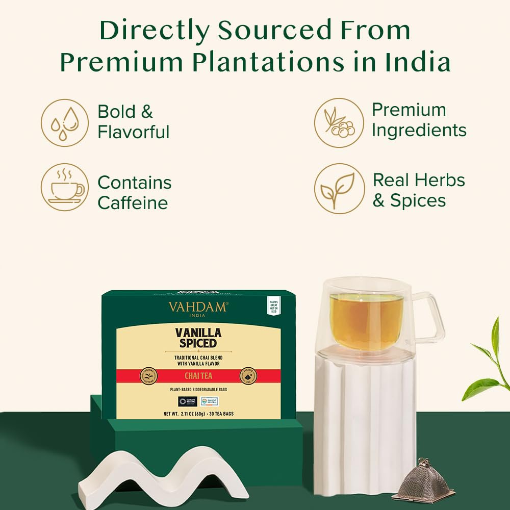 VAHDAM, Organic Turmeric Ginger Herbal Tea Bags (100 Pyramid Tea Bags) Caffeine Free, Non GMO, Gluten Free | 100% Pure Herbal Blend - Savory & Spicy | Plant-Based Tea Bags | Resealable Ziplock Pouch
