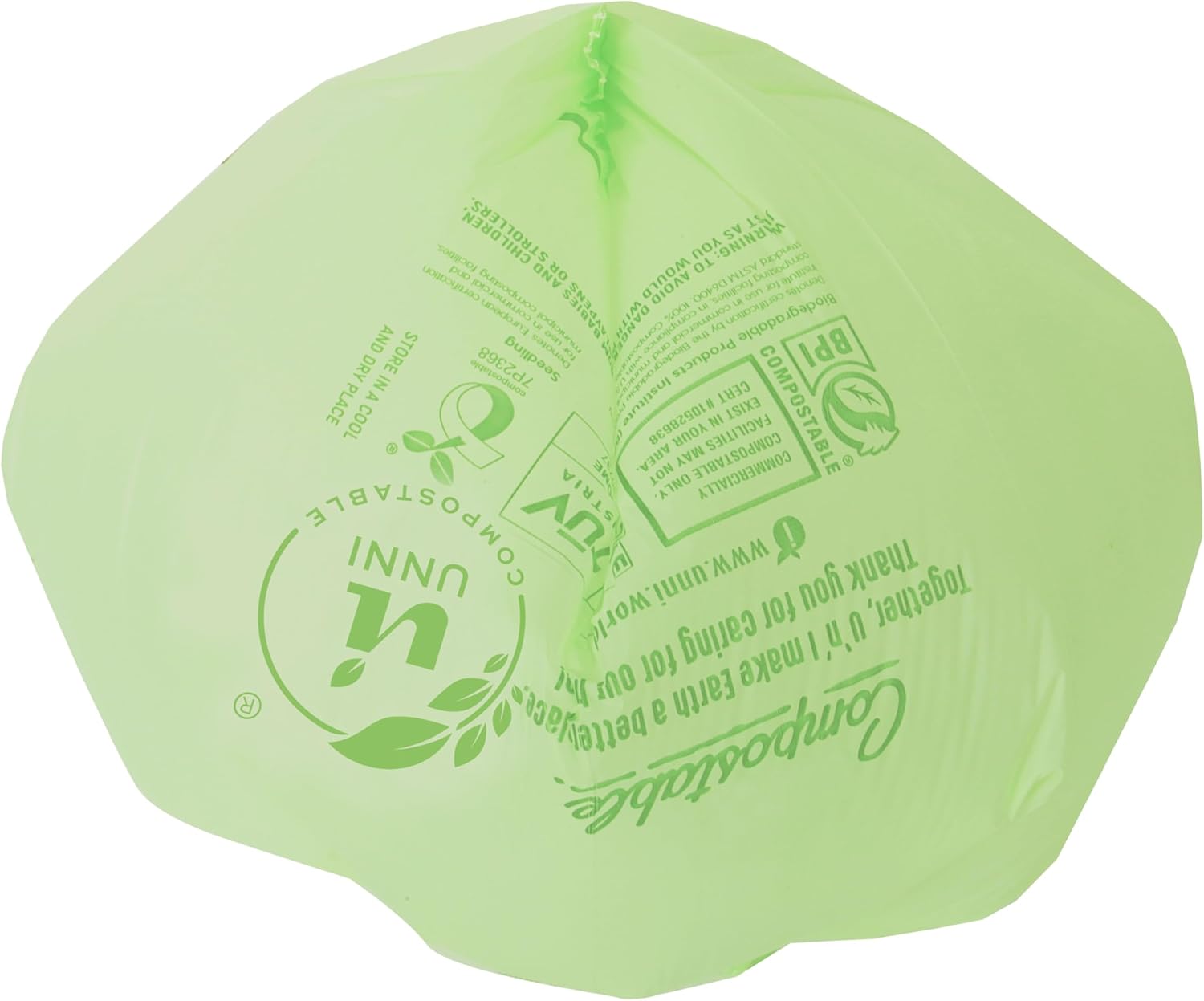 UNNI Compostable Liner Bags, 13 Gallon, 49.2 Liter, 50 Count, Heavy Duty 0.85 Mil, Tall Kitchen Food Scrap Waste Bags, ASTM D6400, US BPI, CMA and Europe OK Compost Home Certified, San Francisco