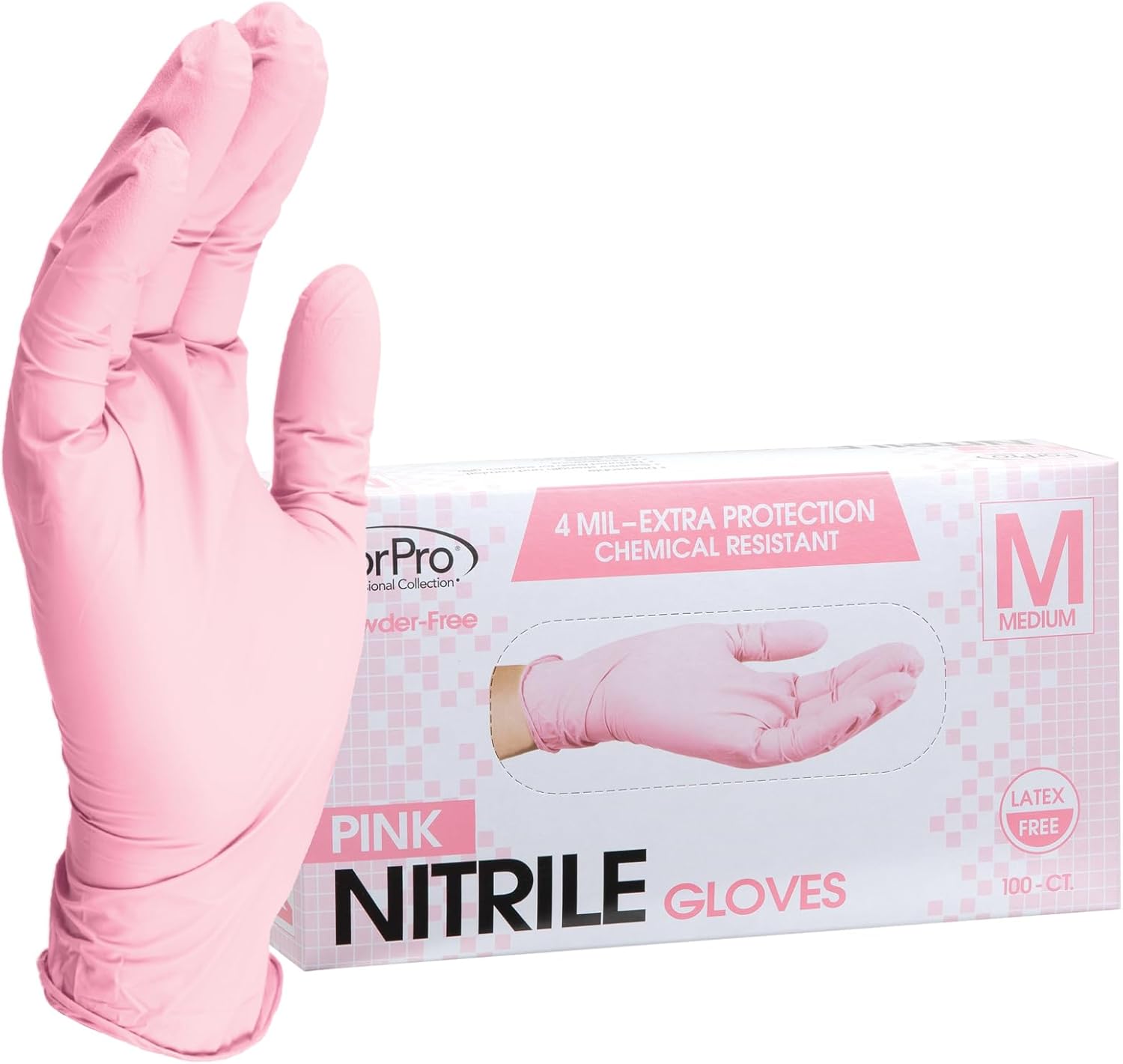 ForPro Professional Collection Disposable Nitrile Gloves, Chemical Resistant, Powder-Free, Latex-Free, Non-Sterile, Food Safe, 4 Mil, Black, Large, 100-Count