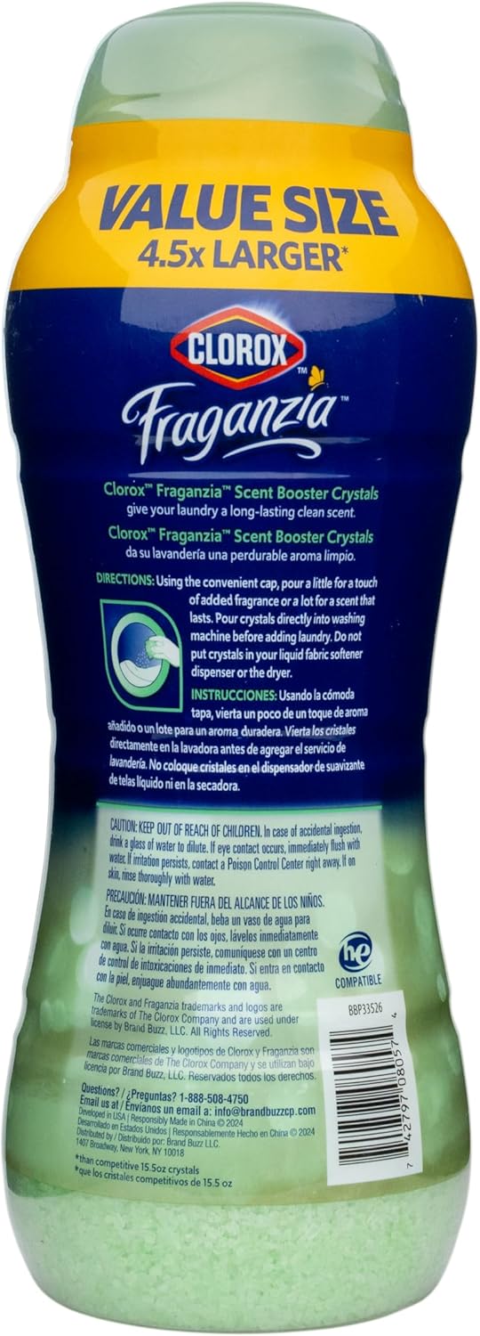 Clorox Fraganzia In-Wash Scent Booster Crystals in Ocean Scent, 18 Oz Twin Pack | Laundry Scent Booster Crystals | In-wash Scent Booster for Fresh Laundry in Ocean Scent 18 Ounce Twin Pack, 36oz